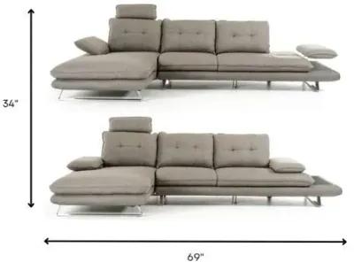 Foam Steel Wood And Veneer Sectional Sofa - Gray