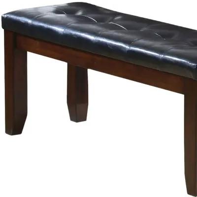 Upholstered Faux Leather Bench - Black / Espresso