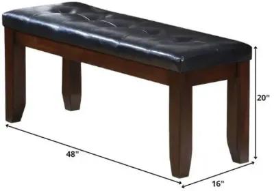 Upholstered Faux Leather Bench - Black / Espresso