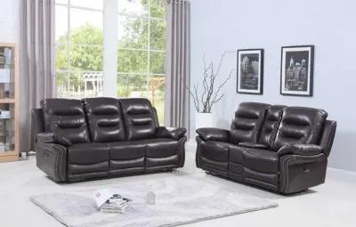 2 Piece Indoor Faux Leather Five Person Seating Set - Brown