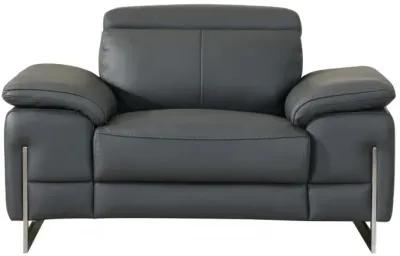 Three Piece Italian Leather Indoor Six Person Seating Set - Dark Gray