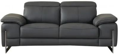 Three Piece Italian Leather Indoor Six Person Seating Set - Dark Gray