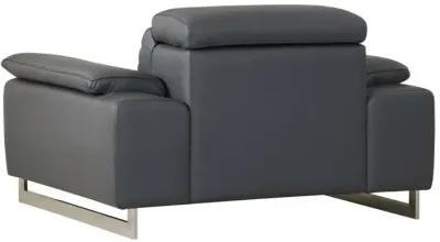 Three Piece Italian Leather Indoor Six Person Seating Set - Dark Gray