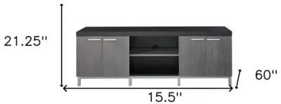 Cabinet Enclosed, Storage TV Stand - Black / Gray