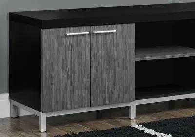 Cabinet Enclosed, Storage TV Stand - Black / Gray