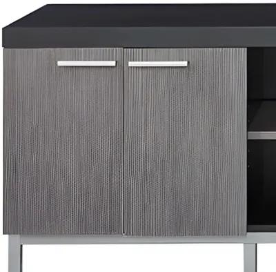 Cabinet Enclosed, Storage TV Stand - Black / Gray