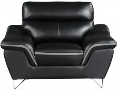 Three Piece Genuine Leather Indoor Six Person Seating Set - Black