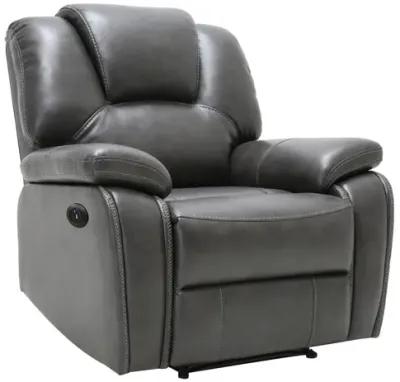 Contemporary Leather Power Reclining Chair - Gray