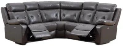 Polyester Blend Power Reclining U Shaped Three Piece Corner Sectional - Dark Gray