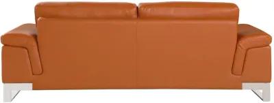 2 Piece Italian Leather Indoor Five Person Seating Set - Camel