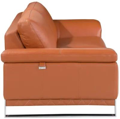 2 Piece Italian Leather Indoor Five Person Seating Set - Camel