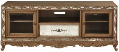 Wood Glass Mirror TV Stand - Antique Gold