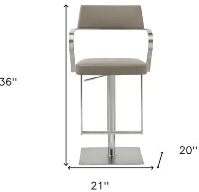 Stainless Steel Bar Chair - Taupe / Silver