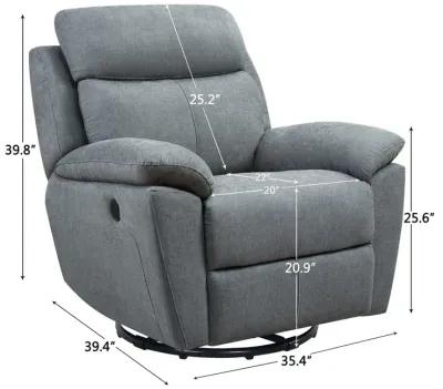 Fabric Power Recliner With Usb - Gray