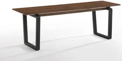 Rectangular Modern Finish Dining Bench With Black Metal U Shaped Legs - Walnut