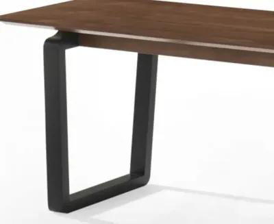 Rectangular Modern Finish Dining Bench With Black Metal U Shaped Legs - Walnut