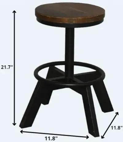 Iron Backless Bar Chair - Brown / Black