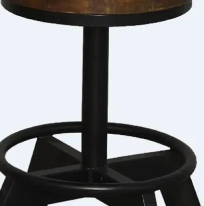 Iron Backless Bar Chair - Brown / Black