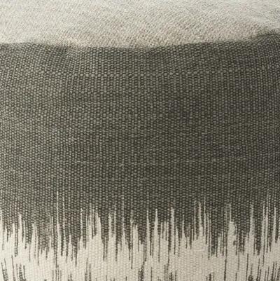 Cotton Abstract Pouf Ottoman - Charcoal