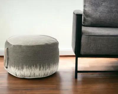 Cotton Abstract Pouf Ottoman - Charcoal