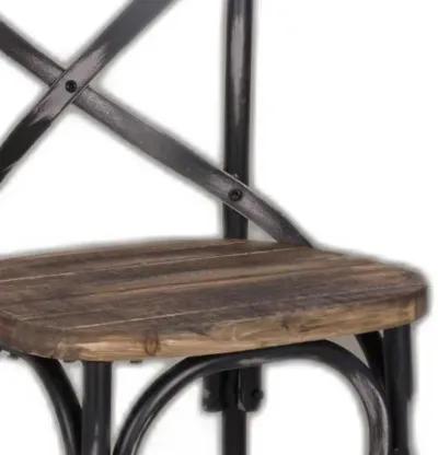 43" Iron Bar Chair - Brown / Black