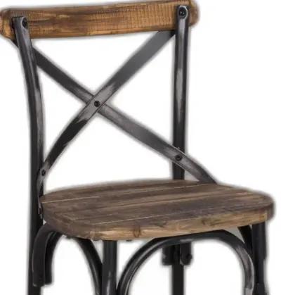 43" Iron Bar Chair - Brown / Black