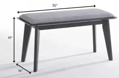 Modern Fabric Upholstered Dining Bench With Charcoal Gray Painted Wood Legs - Gray