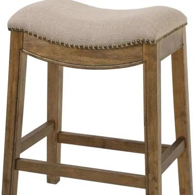 Wood Backless Counter Height Bar Chair - Cream / Brown