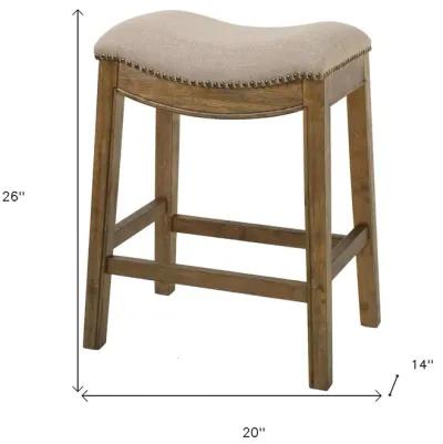 Wood Backless Counter Height Bar Chair - Cream / Brown