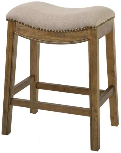 Wood Backless Counter Height Bar Chair - Cream / Brown