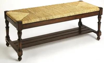 Distressed Wicker Bench - Natural / Brown