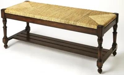 Distressed Wicker Bench - Natural / Brown