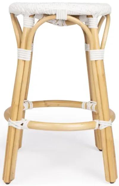 Rattan Backless Counter Height Bar Chair - White / Natural