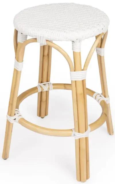 Rattan Backless Counter Height Bar Chair - White / Natural