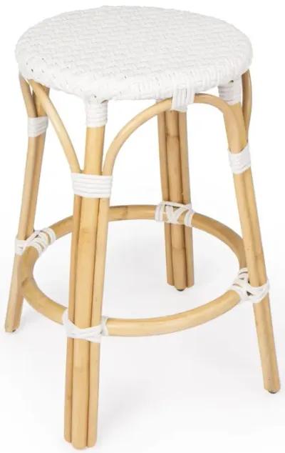 Rattan Backless Counter Height Bar Chair - White / Natural