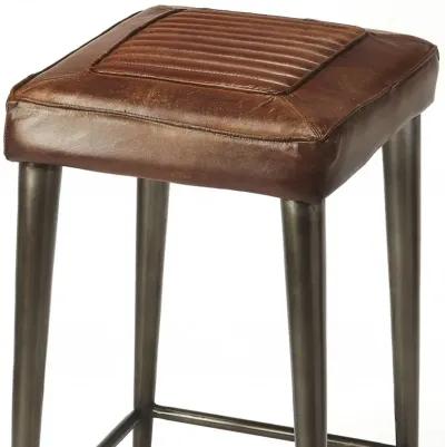 Iron Backless Counter Height Bar Chair - Brown / Gray