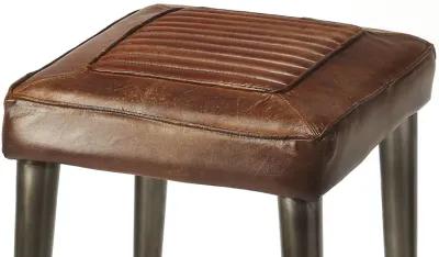 Iron Backless Counter Height Bar Chair - Brown / Gray