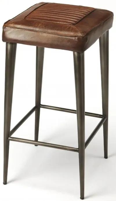 Iron Backless Counter Height Bar Chair - Brown / Gray