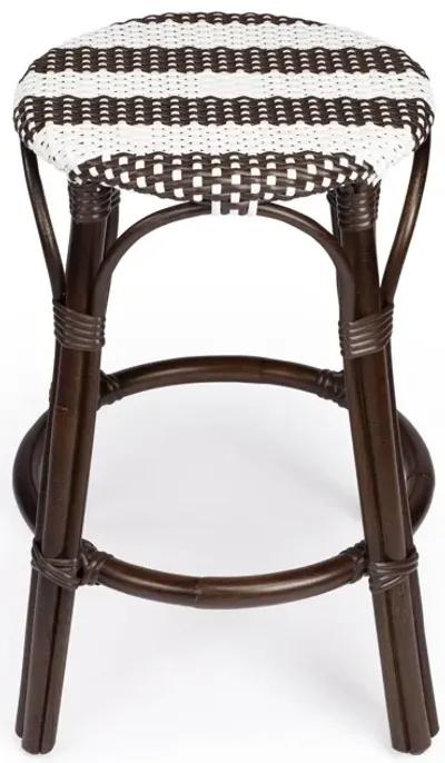 Rattan Backless Counter Height Bar Chair - Dark Brown / White