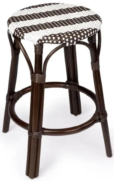 Rattan Backless Counter Height Bar Chair - Dark Brown / White