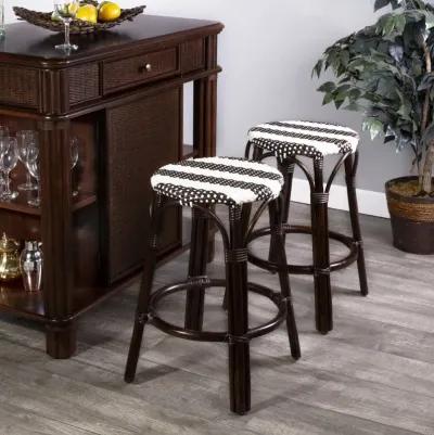 Rattan Backless Counter Height Bar Chair - Dark Brown / White