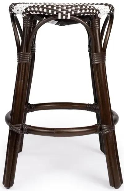 Rattan Backless Counter Height Bar Chair - Dark Brown / White