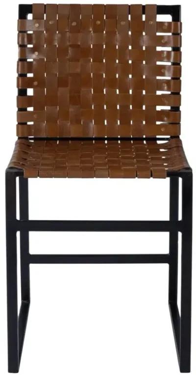 33.25" Faux Leather Side Chair - Brown / Black