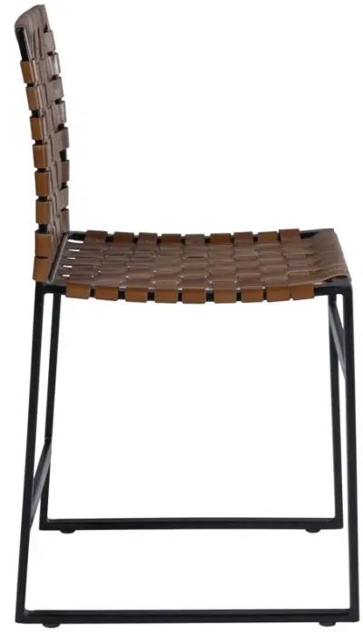 33.25" Faux Leather Side Chair - Brown / Black