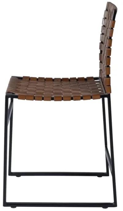 33.25" Faux Leather Side Chair - Brown / Black