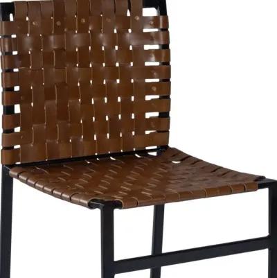 33.25" Faux Leather Side Chair - Brown / Black