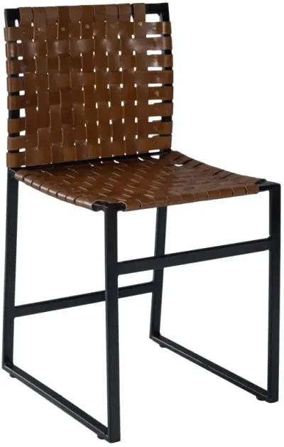 33.25" Faux Leather Side Chair - Brown / Black