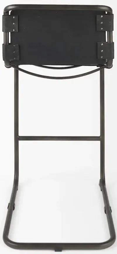 Leather And Iron Bar Chair - Black