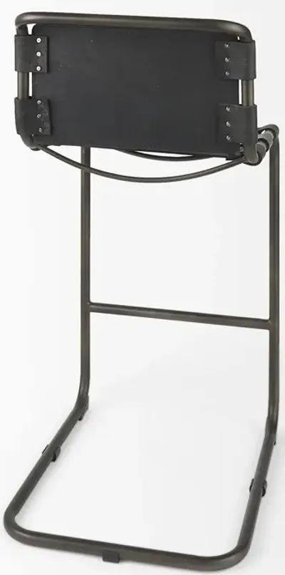 Leather And Iron Bar Chair - Black