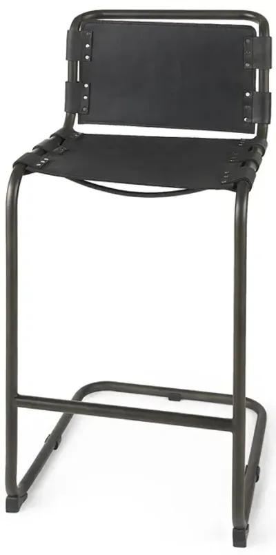 Leather And Iron Bar Chair - Black